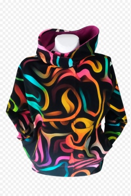 Bluza czarna w kolorowe wzory