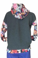 Bluza z kapturem czarna liście