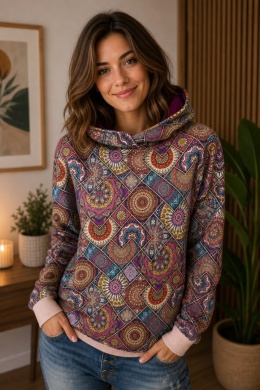 Bluza z kapturem fioletowe mandale
