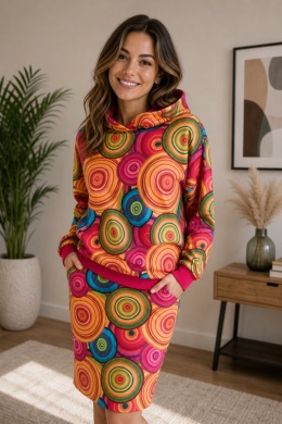 Bluza z kapturem kolorowe okręgi