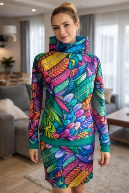 Bluza z kapturem kolorowe pióra