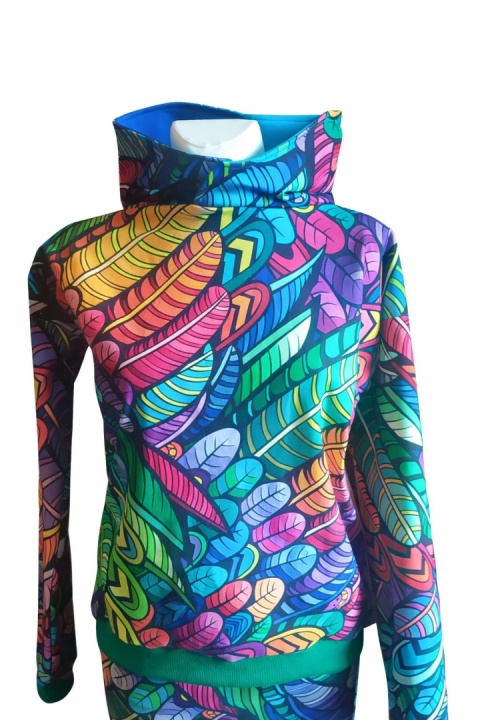 Bluza z kapturem kolorowe pióra