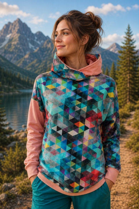 Bluza z kapturem kwadraty