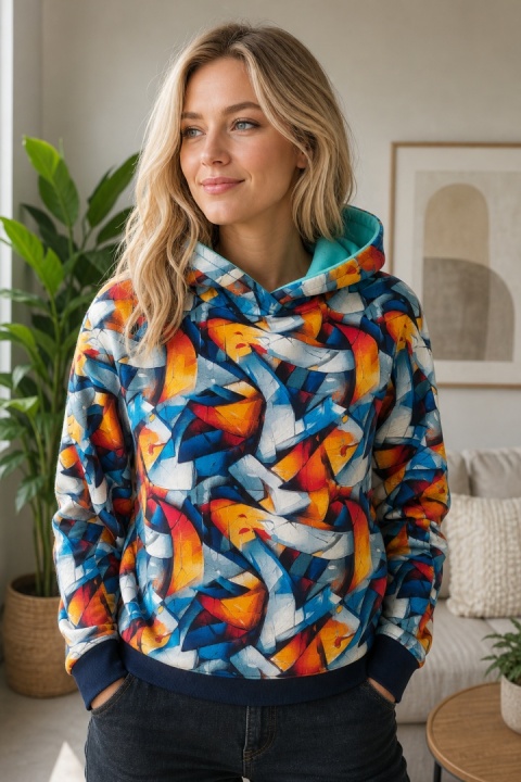 Bluza z kapturem kolorowe wzory