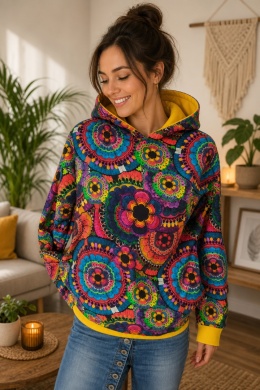 Bluza z kapturem mandale kwiatowe