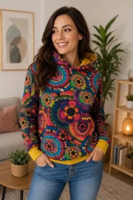 Bluza z kapturem mandale kwiatowe