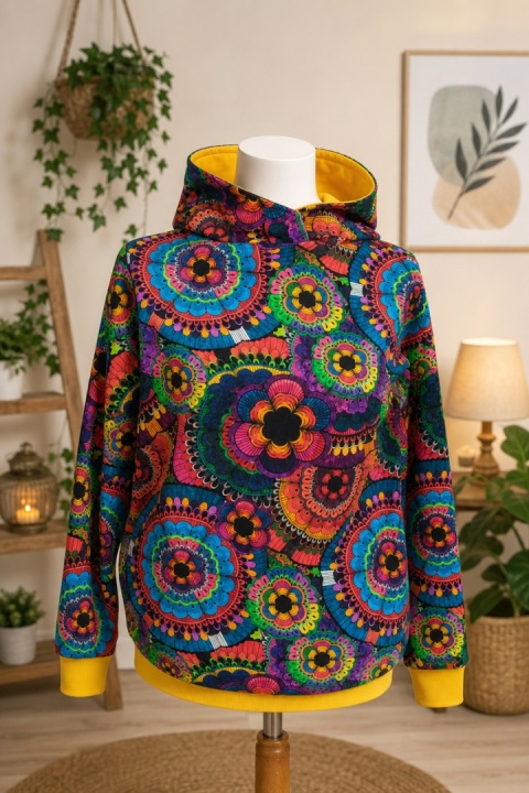 Bluza z kapturem mandale kwiatowe
