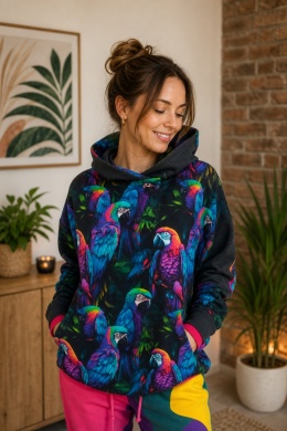 Bluza z kapturem papugi