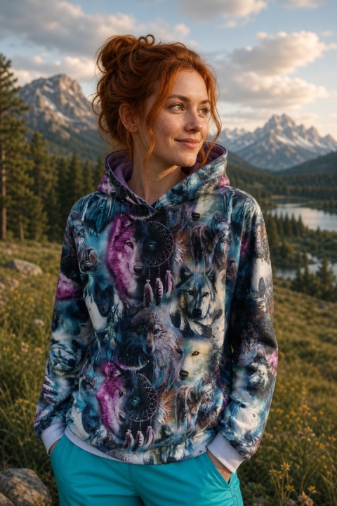 Bluza z kapturem wilki