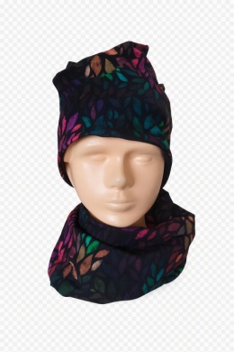 Czapka i komin Czarna liście