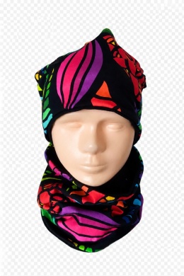 Czapka i komin czarna mozaika