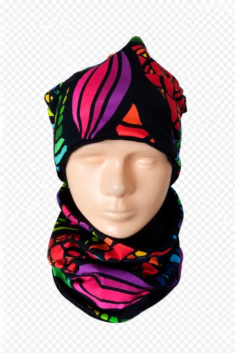 Czapka i komin czarna mozaika