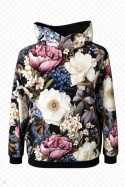 Bluza z kapturem kwiaty czarna