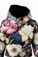 Bluza z kapturem kwiaty czarna