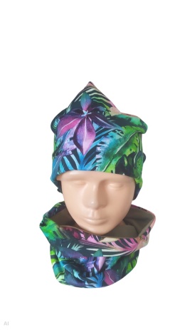 Czapka i komin kolorowe liście