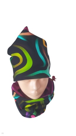 Czapka i komin czarna mazy