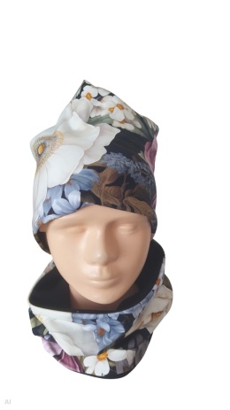 Czapka i komin angielskie kwiaty
