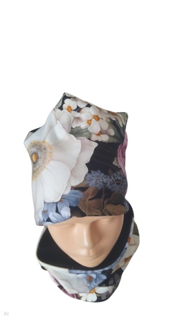 Czapka i komin angielskie kwiaty