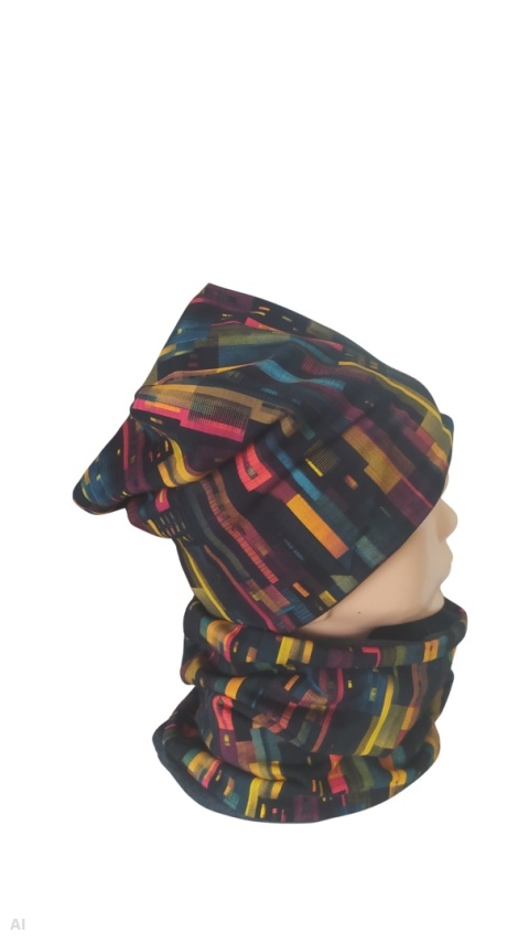 Czapka i komin czarna miasto
